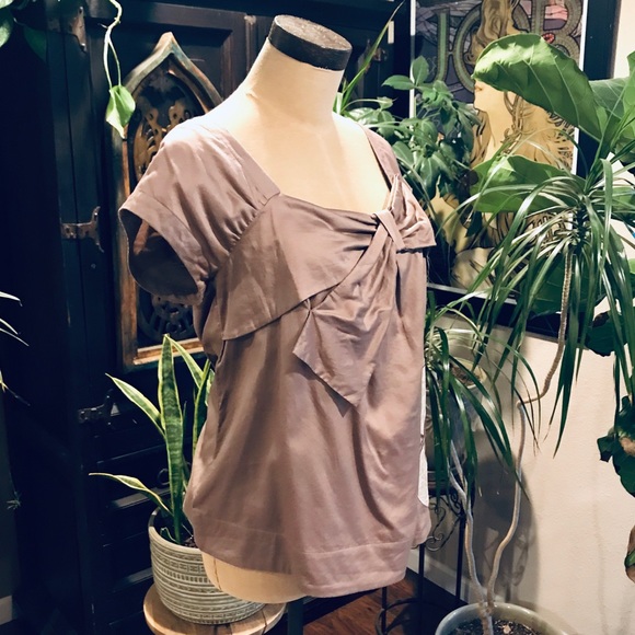 Anthropologie Cotton Taupe Embroidered floral top - Picture 3 of 8